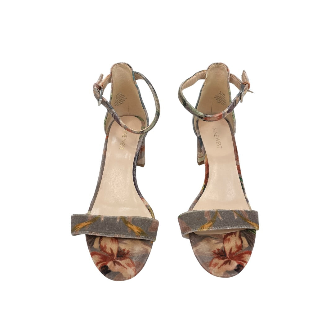 Sandals Heels Block By Nine West In Multi, Size:8.5