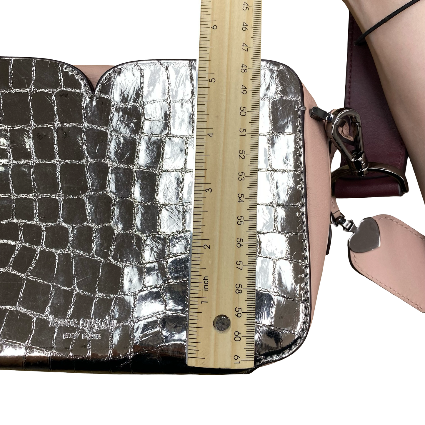 Handbag Designer By Kate Spade In Pink & Silver, Size:Small