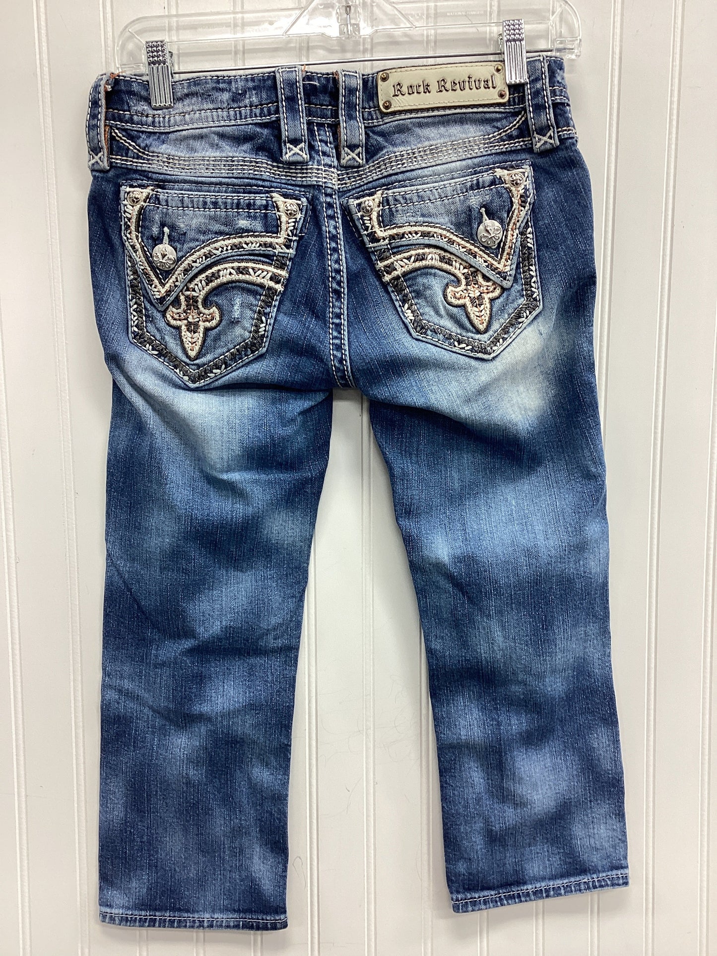 Capris By Rock Revival In Blue Denim, Size:2