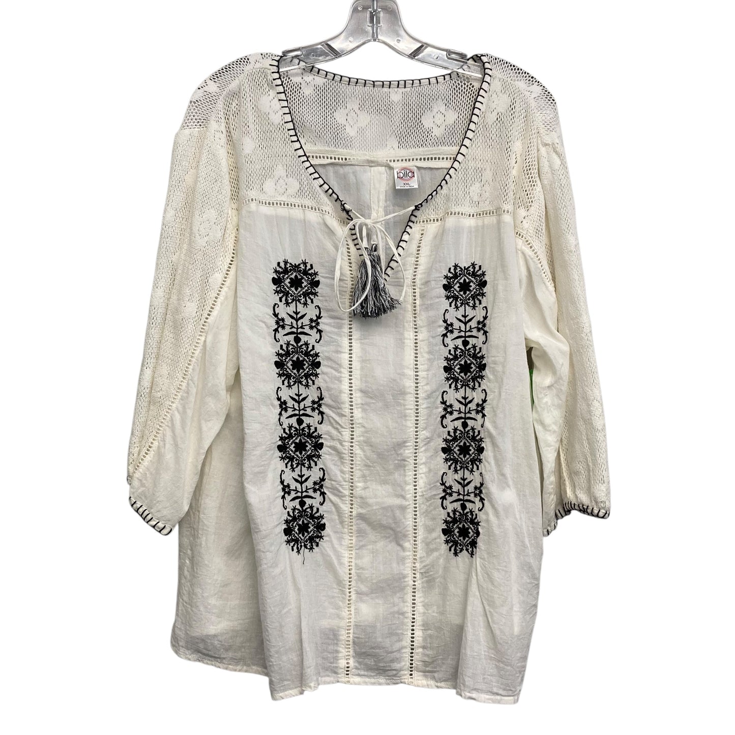 Top 3/4 Sleeve By Bila In Cream, Size:1X