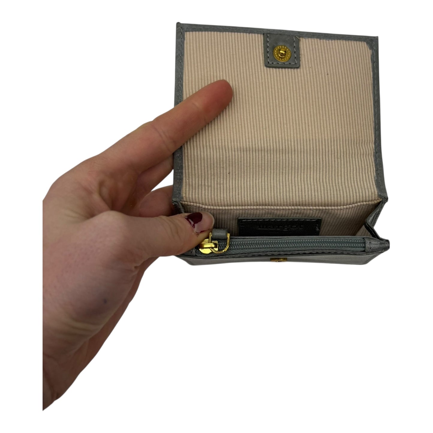 Wallet Leather By Margot In Grey, Size:Small