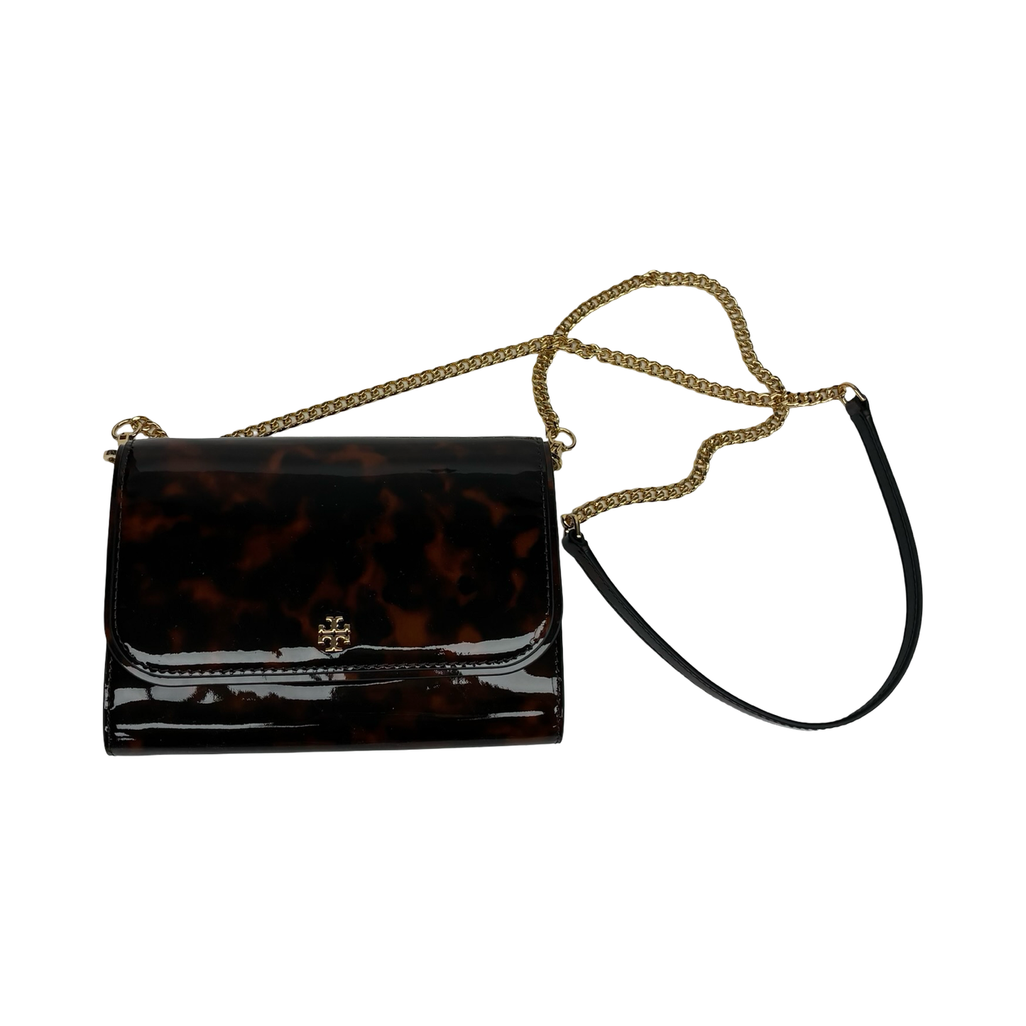 Crossbody Designer By Tory Burch In Tortoise Shell Print, Size:Small