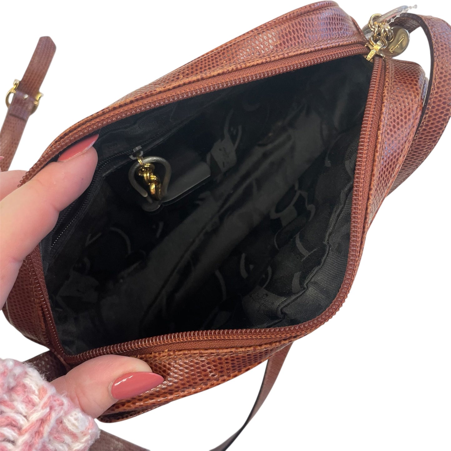 Crossbody Luxury Designer By Ferragamo In Brown, Size:Small