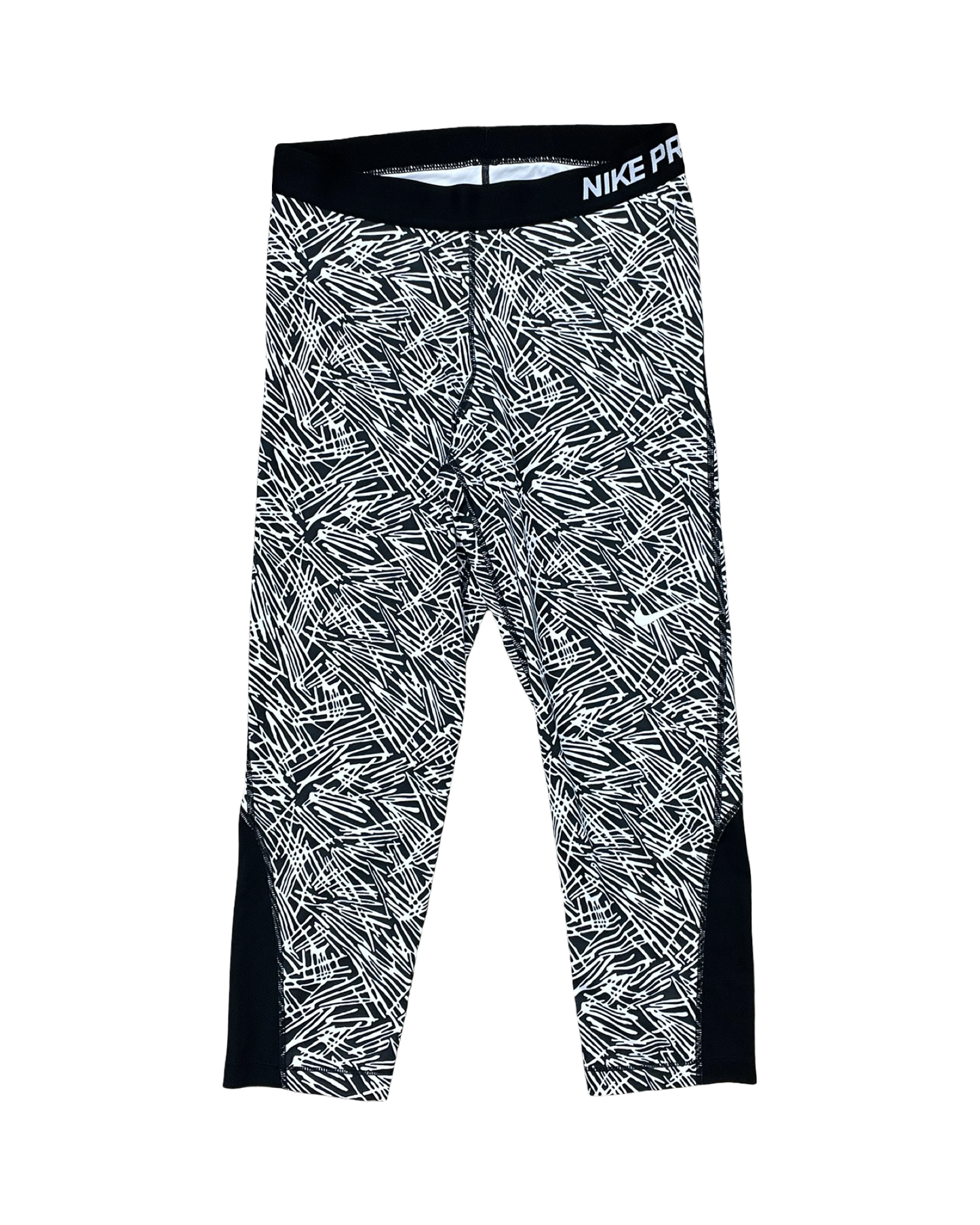 Athletic Leggings By Nike In Black & White, Size:L