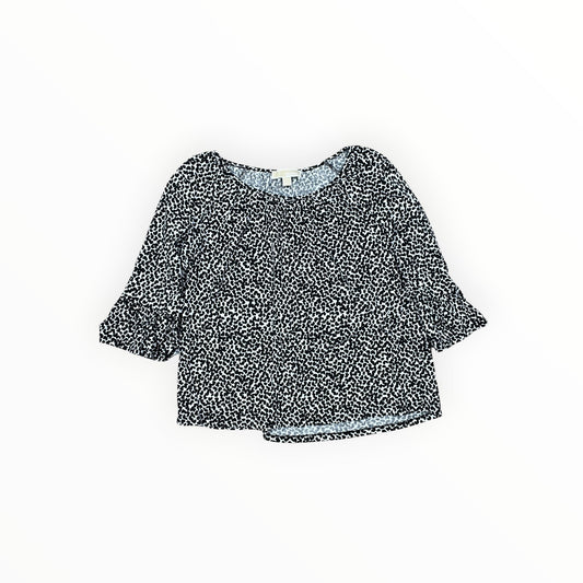 Top 3/4 Sleeve By Michael By Michael Kors In Black & White, Size:L