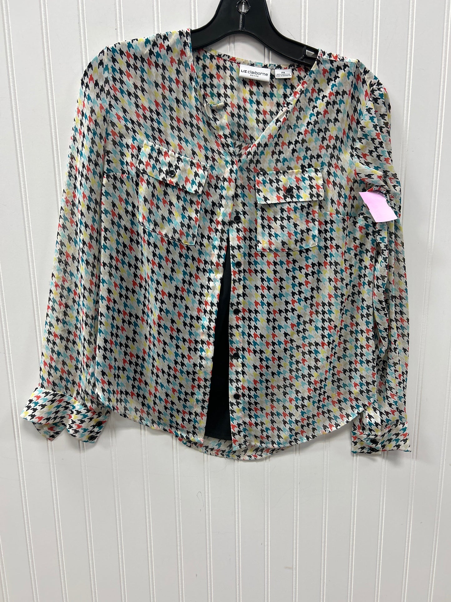 Blouse Ls By Liz Claiborne In Multi, Size:Sp