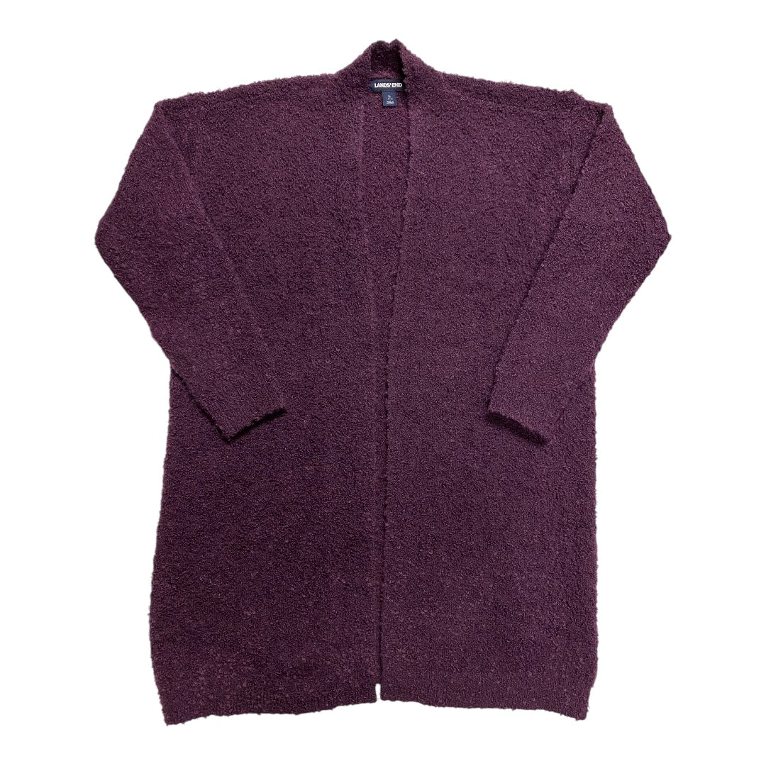 Sweater Cardigan By Lands End In Purple, Size:L