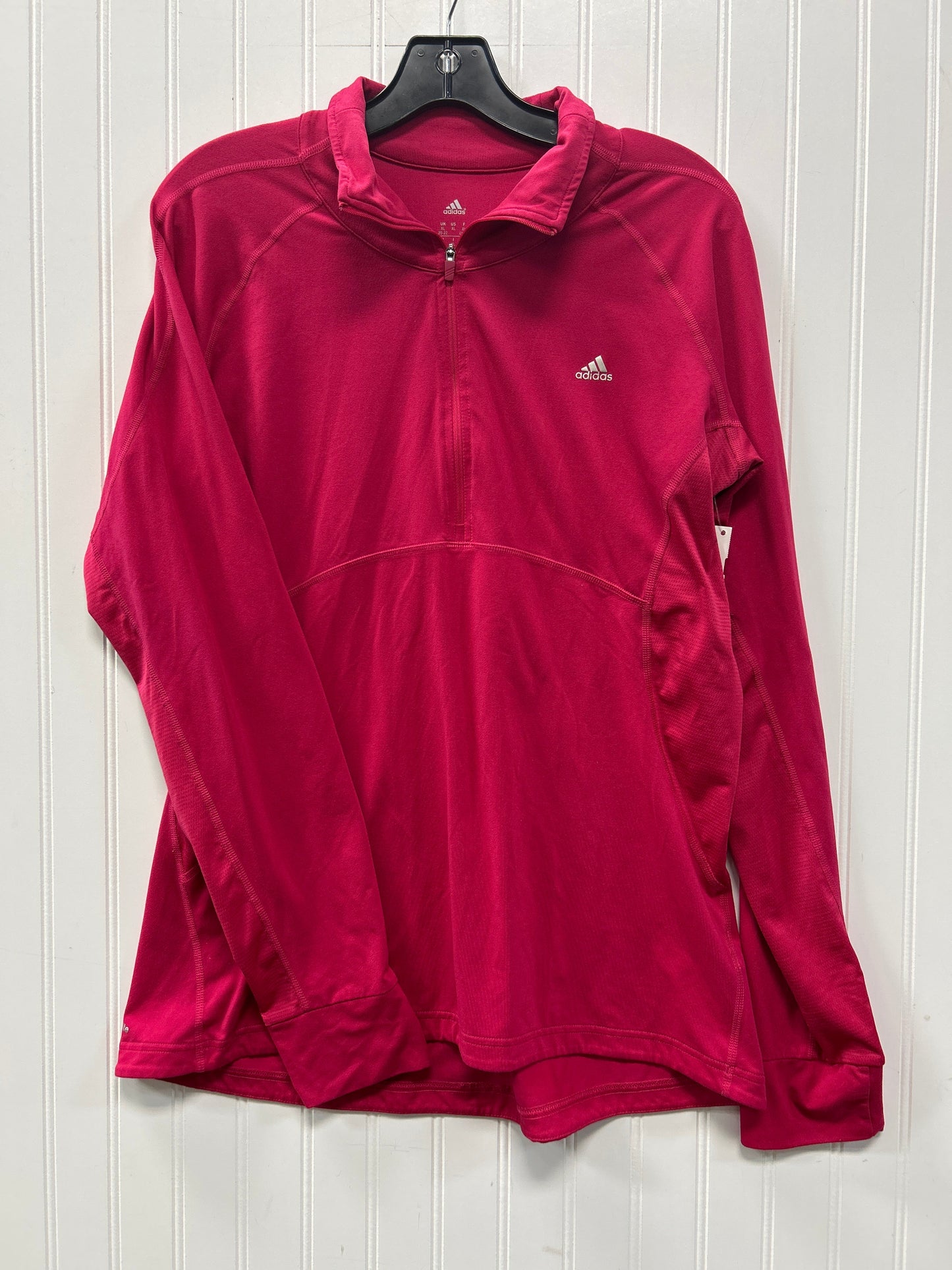 Athletic Top Ls Collar By Adidas In Pink, Size:Xl