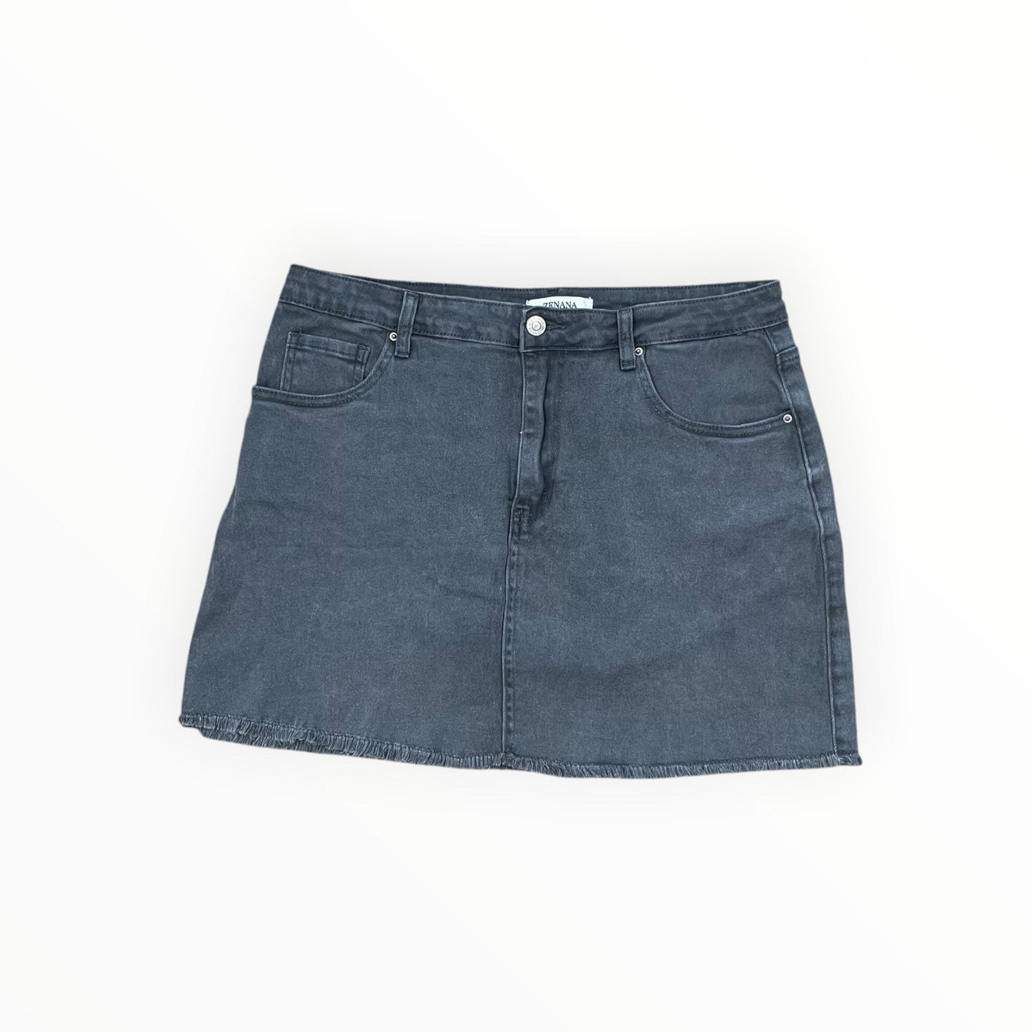 Skirt Mini & Short By Zenana In Grey Denim, Size:L