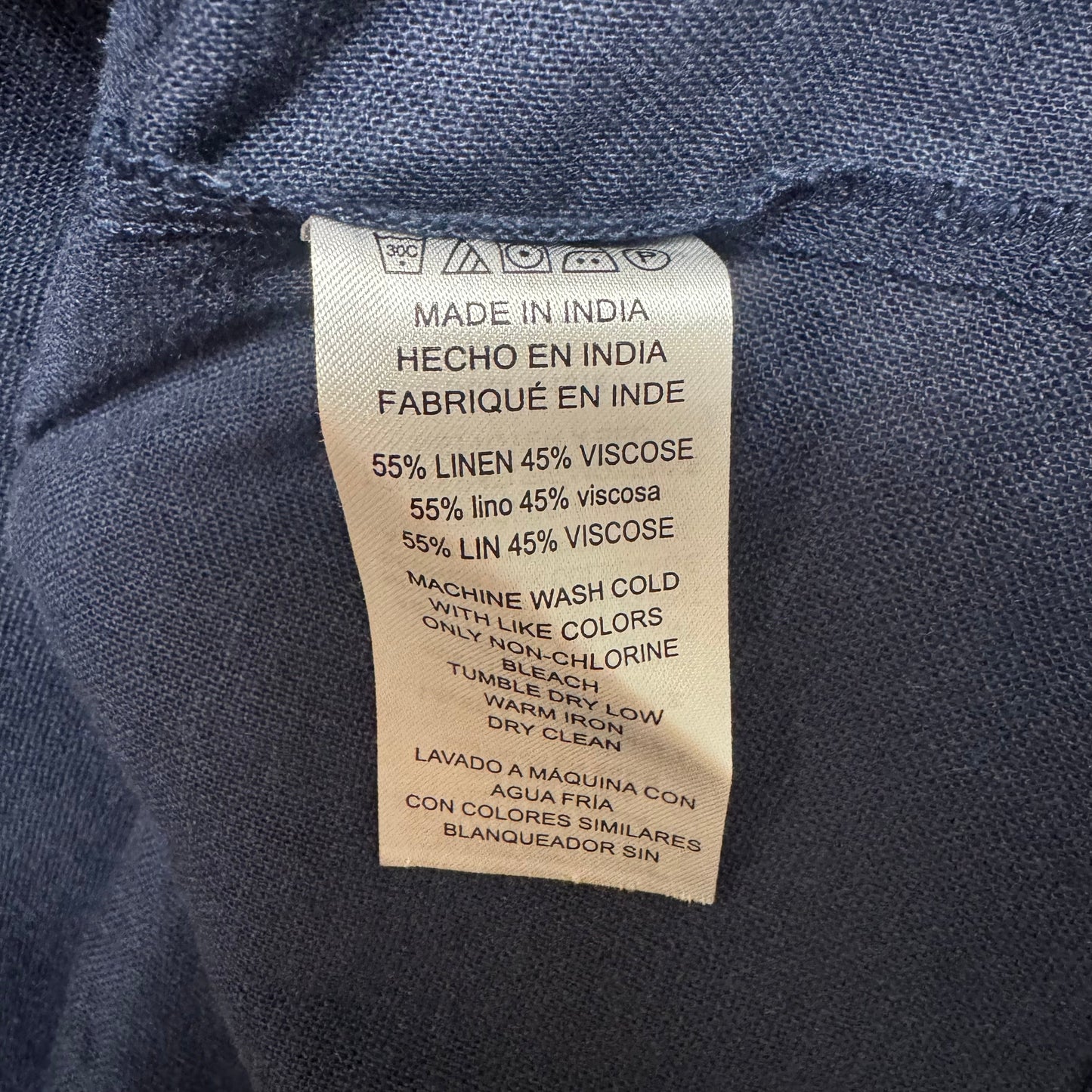 Linen Blend Top Short Sleeve By Michael By Michael Kors In Navy, Size: Xl