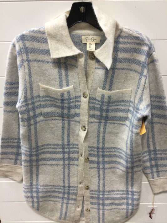 Sweater Cardigan By Jessica Simpson In Blue & White, Size:Sp