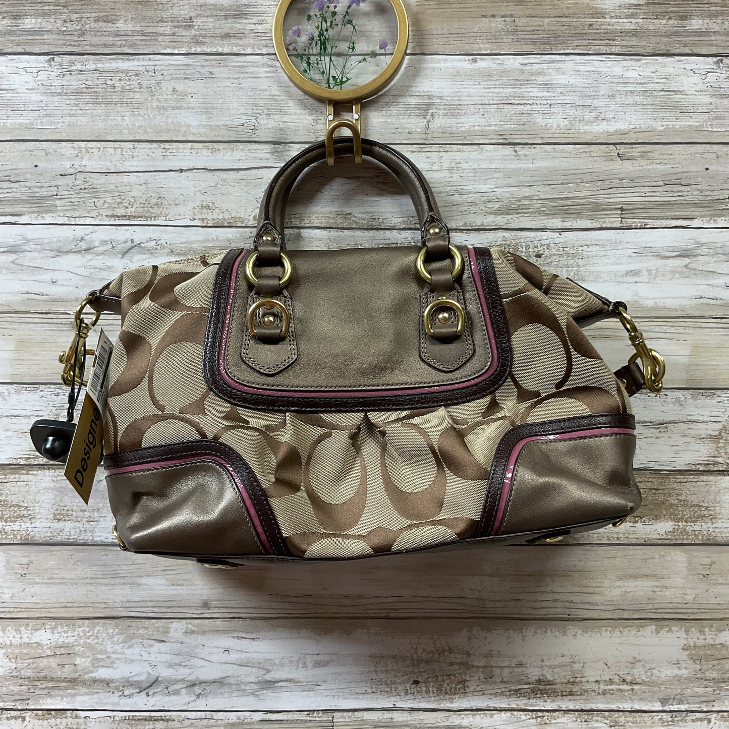 Handbag Designer By Coach In Brown & Pink, Size:Medium