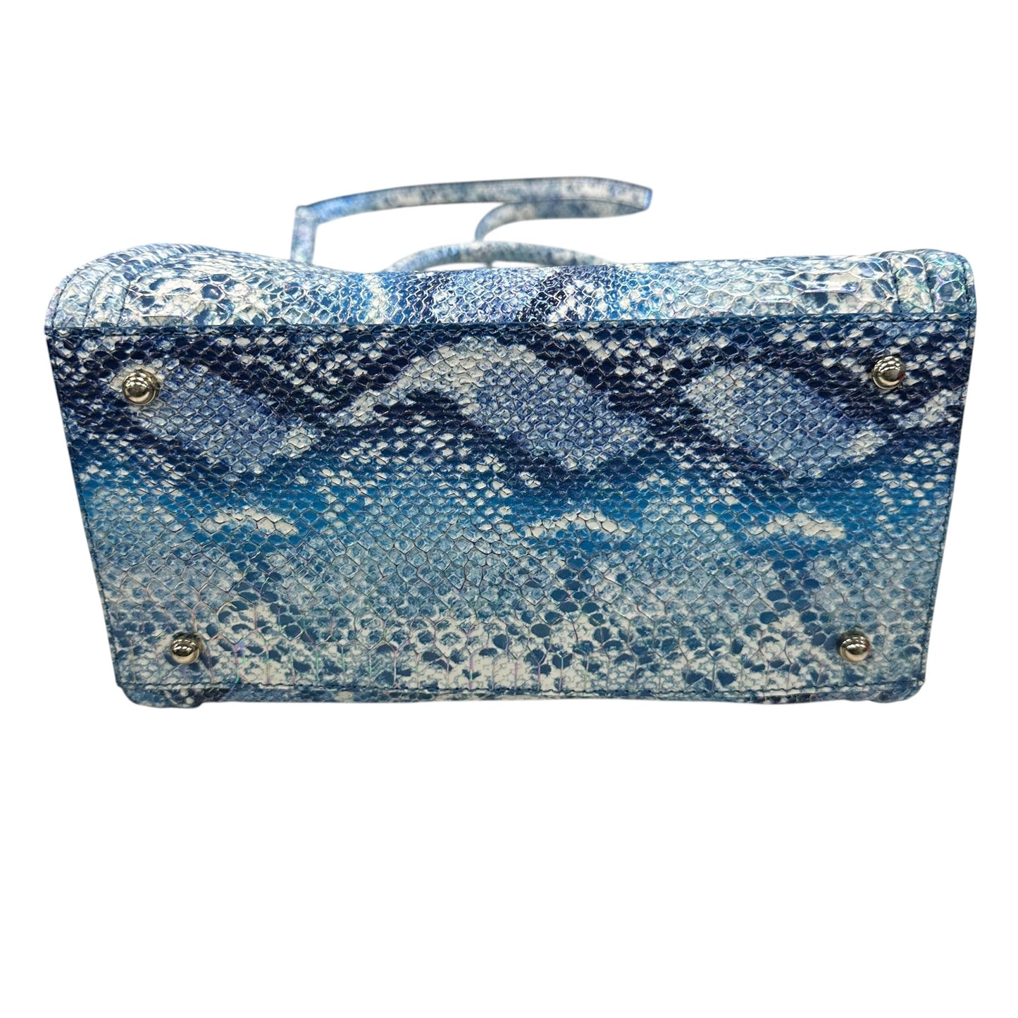 Handbag Designer By Brahmin In Blue & White, Size:Medium