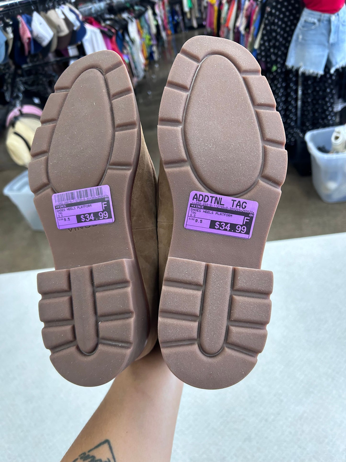 Shoes Heels Platform By Vince In Tan, Size:9.5