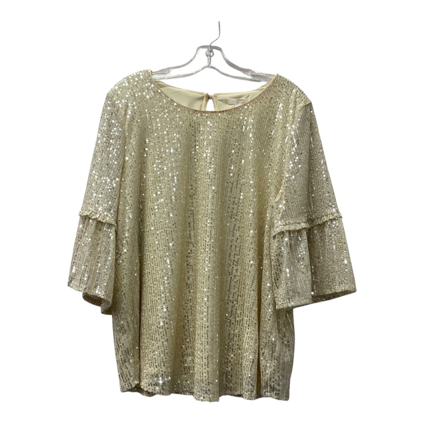 Top 3/4 Sleeve By Lc Lauren Conrad In Silver, Size:1X