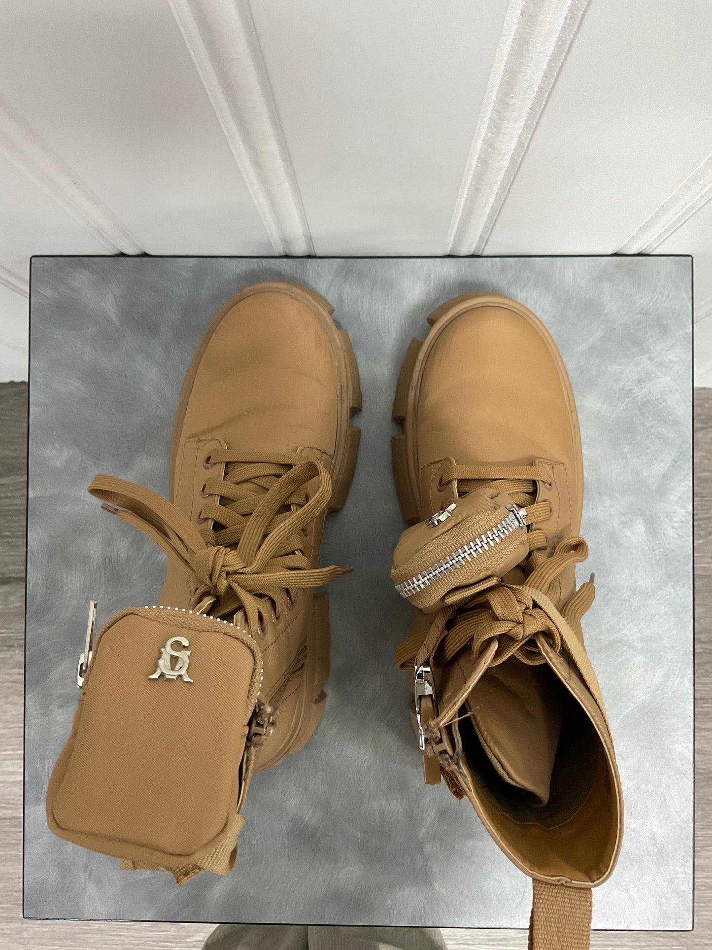 Boots Combat By Steve Madden In Tan, Size:7.5