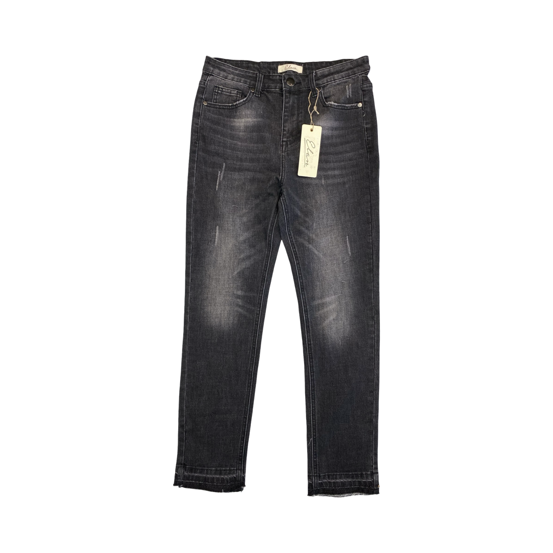 Jeans Straight By Elan In Grey Denim, Size:M