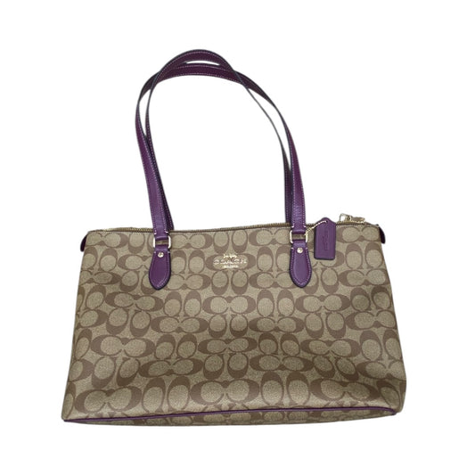 Handbag Designer By Coach In Brown & Purple, Size:Large