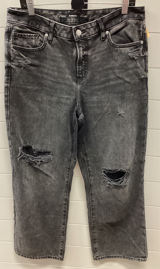 Jeans Wide Leg By Express In Black Denim, Size:10