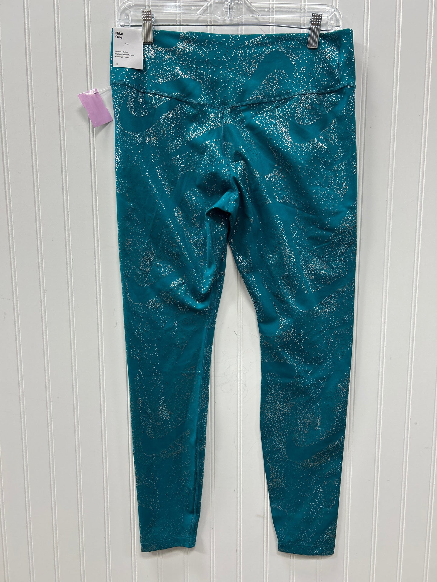 Athletic Leggings By Nike Apparel In Teal, Size:L