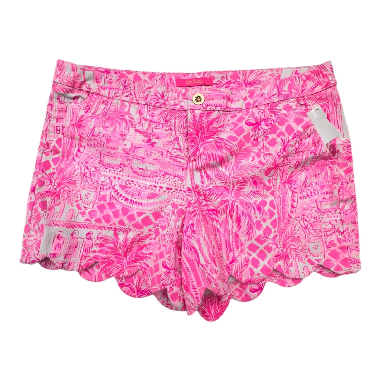 Shorts Designer By Lilly Pulitzer In Pink & White, Size:14