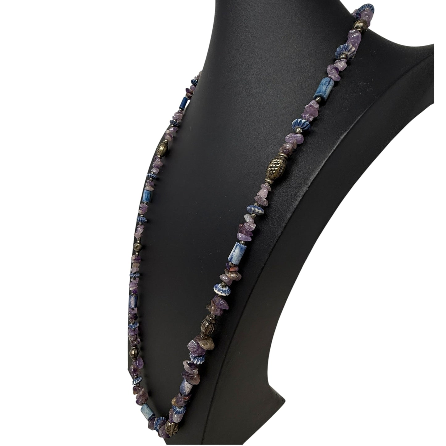 Multi-Stone Beaded Long Necklace