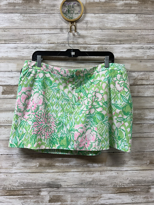 Skort Designer By Lilly Pulitzer In Green & Pink, Size:16