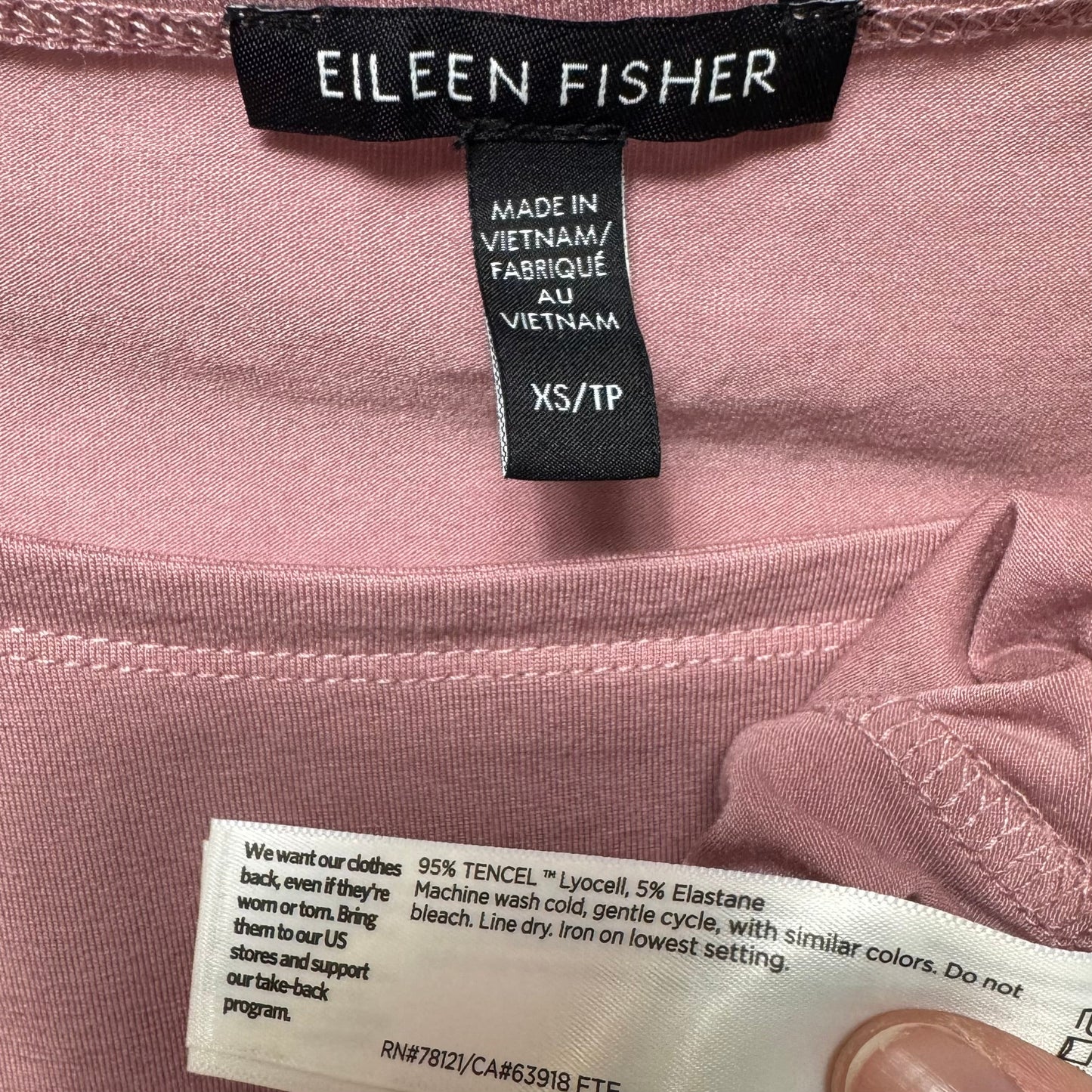 Tencel Top 3/4 Sleeve By Eileen Fisher In Pink, Size: Xs