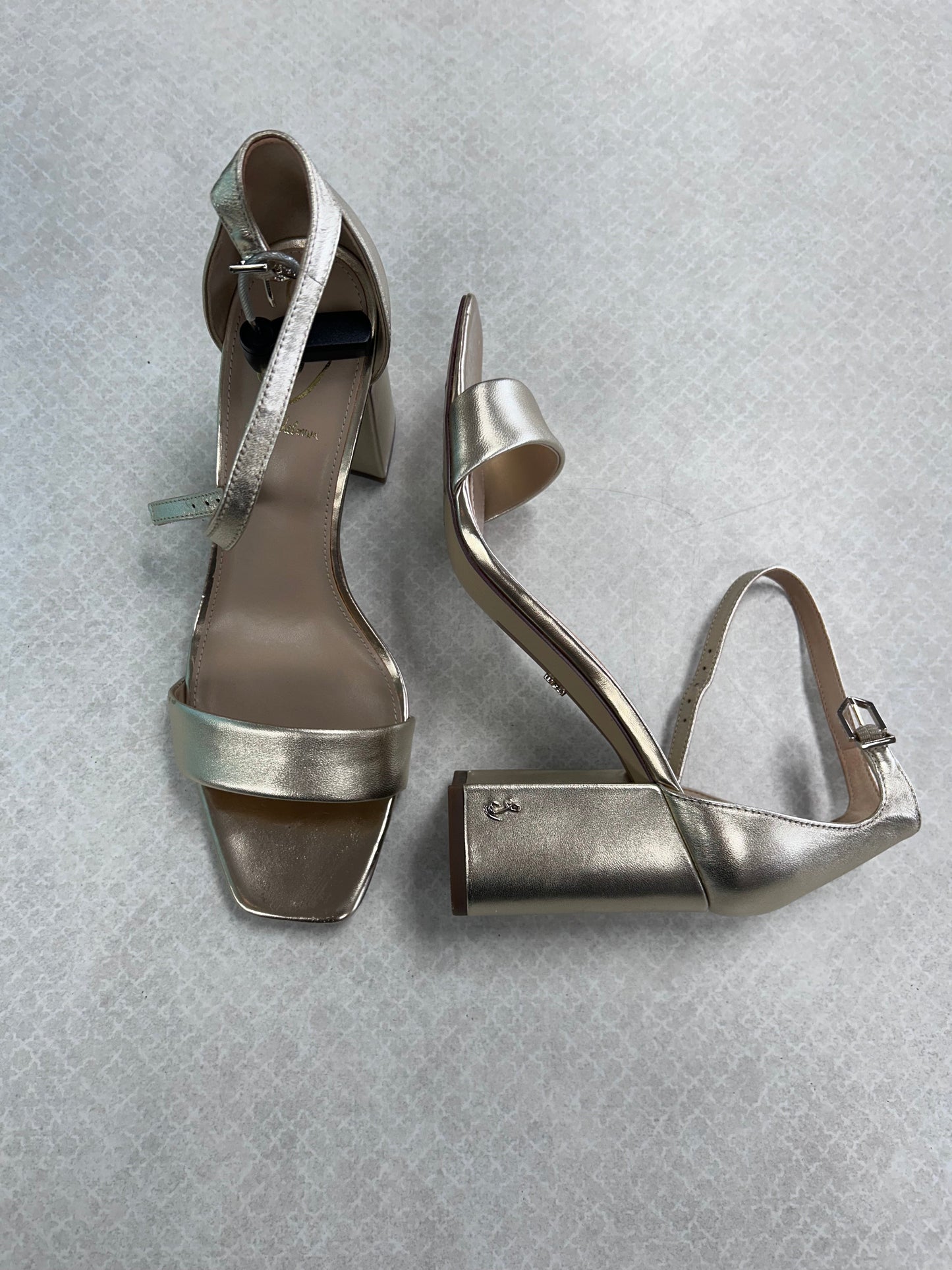 Sandals Heels Block By Sam Edelman In Gold, Size:9.5