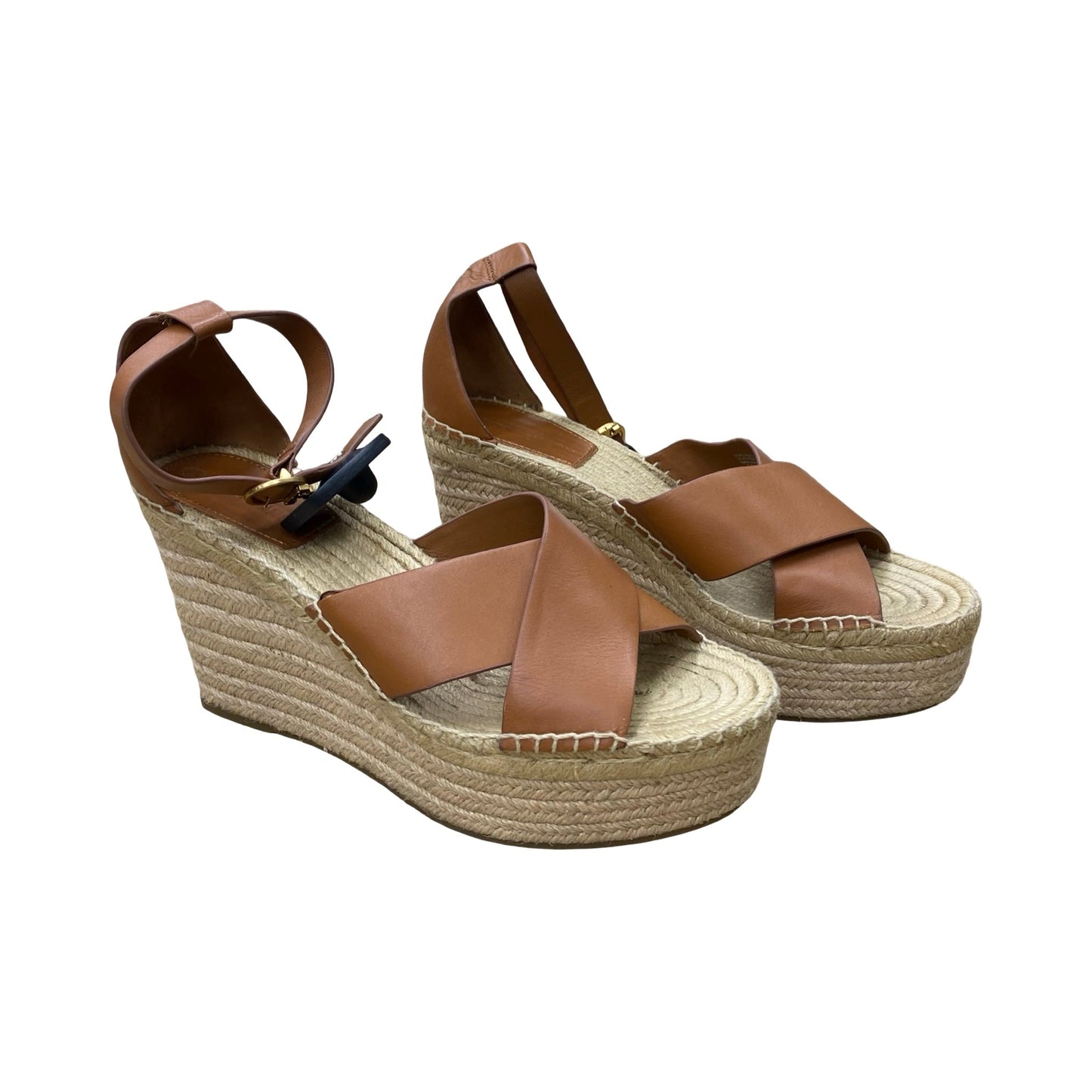 Shoes Designer By Tory Burch In Brown & Cream, Size:9.5