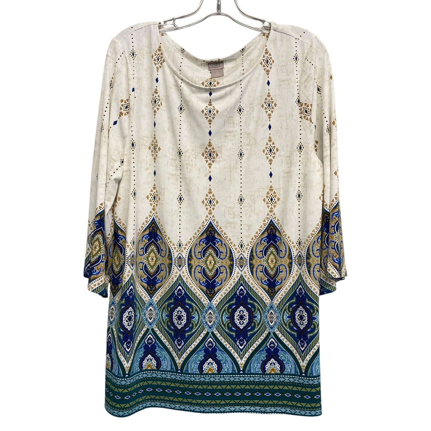 Top Ls Basic By Chicos In Cream & Tan, Size:L