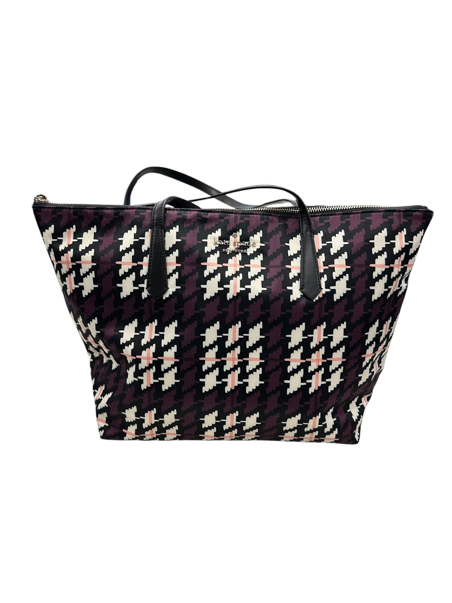 Tote Designer By Kate Spade In Purple & White, Size:Large