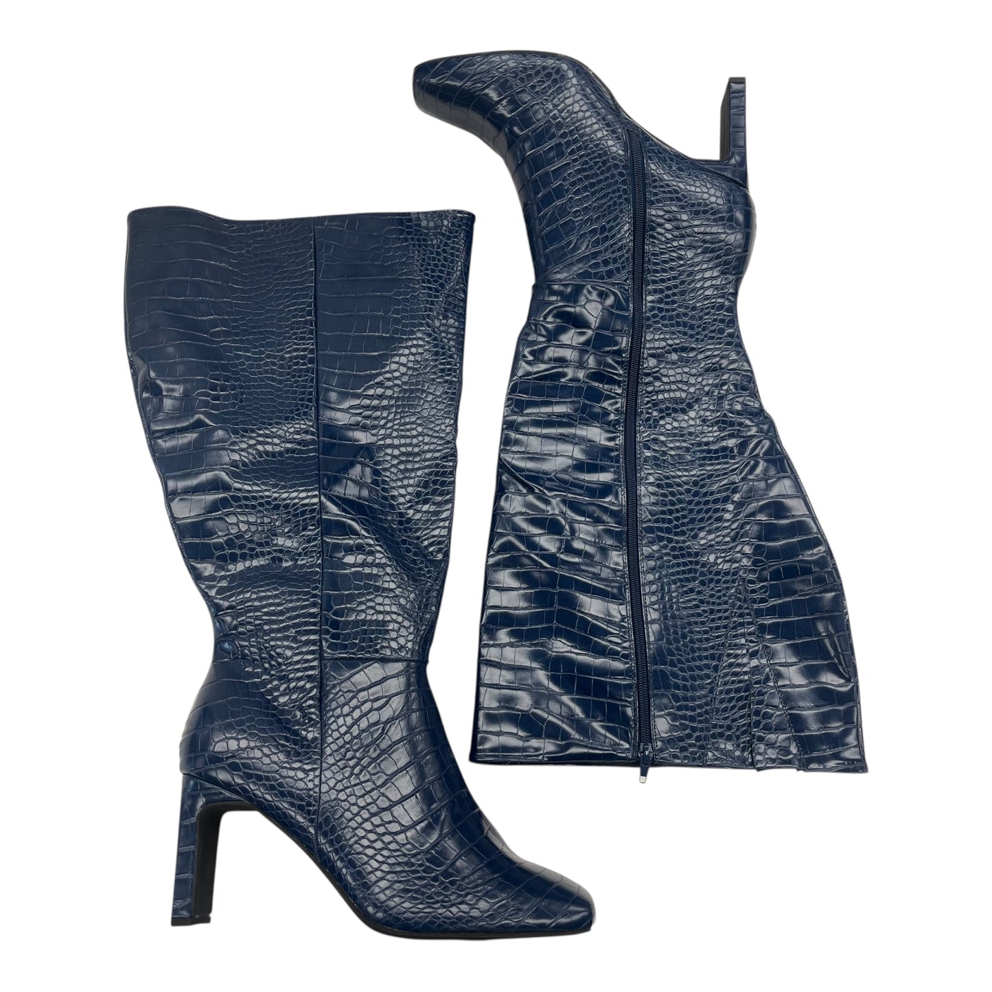 Boots Knee Heels By Justfab In Navy, Size:11