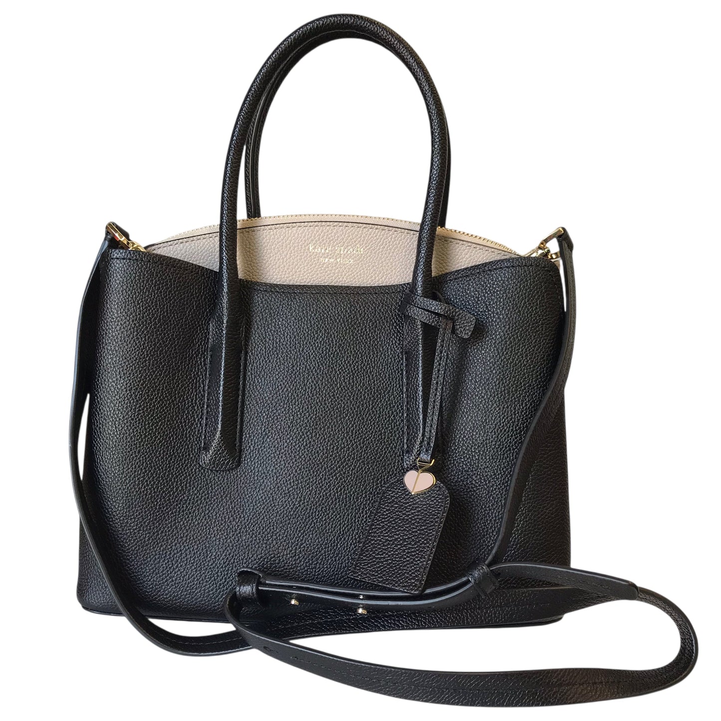 Handbag Designer By Kate Spade In Black & Tan, Size:Medium