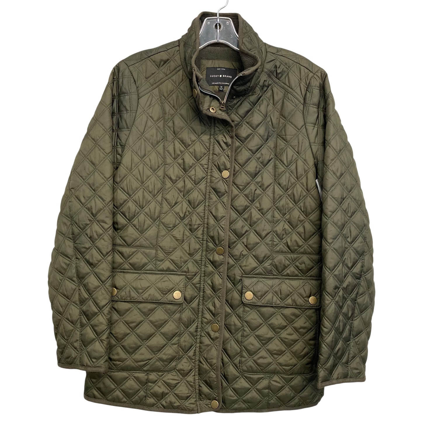 Jacket Puffer & Quilted By Lucky Brand In Green, Size:M