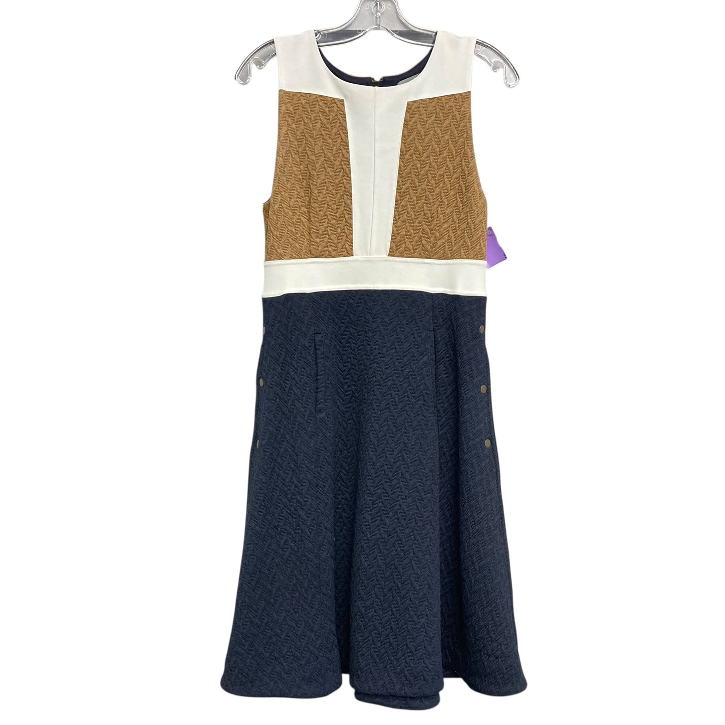 Dress Casual Short By Maeve In Blue & Tan, Size:S