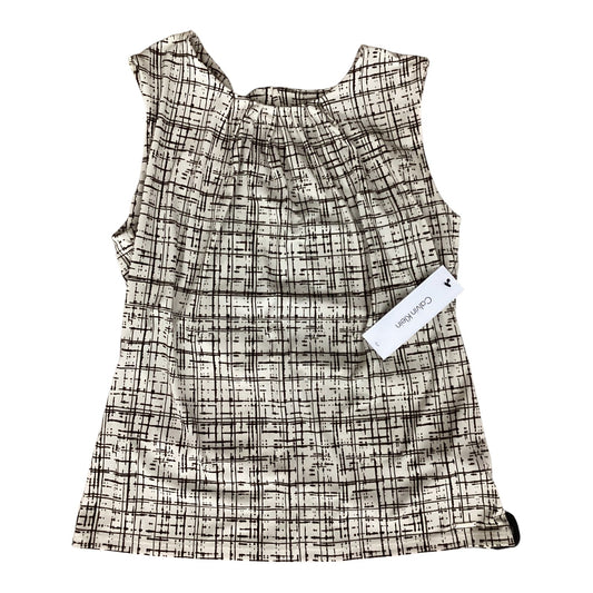 Top Sleeveless By Calvin Klein In Brown & Tan, Size:M