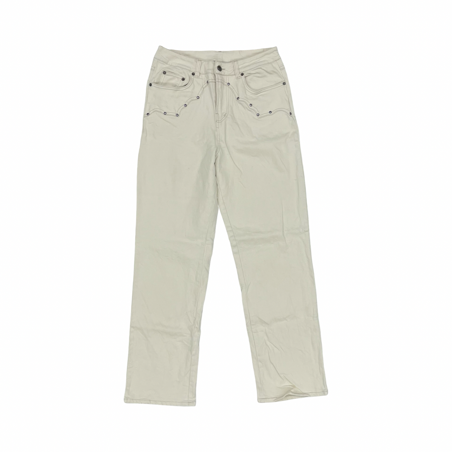 Jeans Straight By Blue B In Cream Denim, Size:M