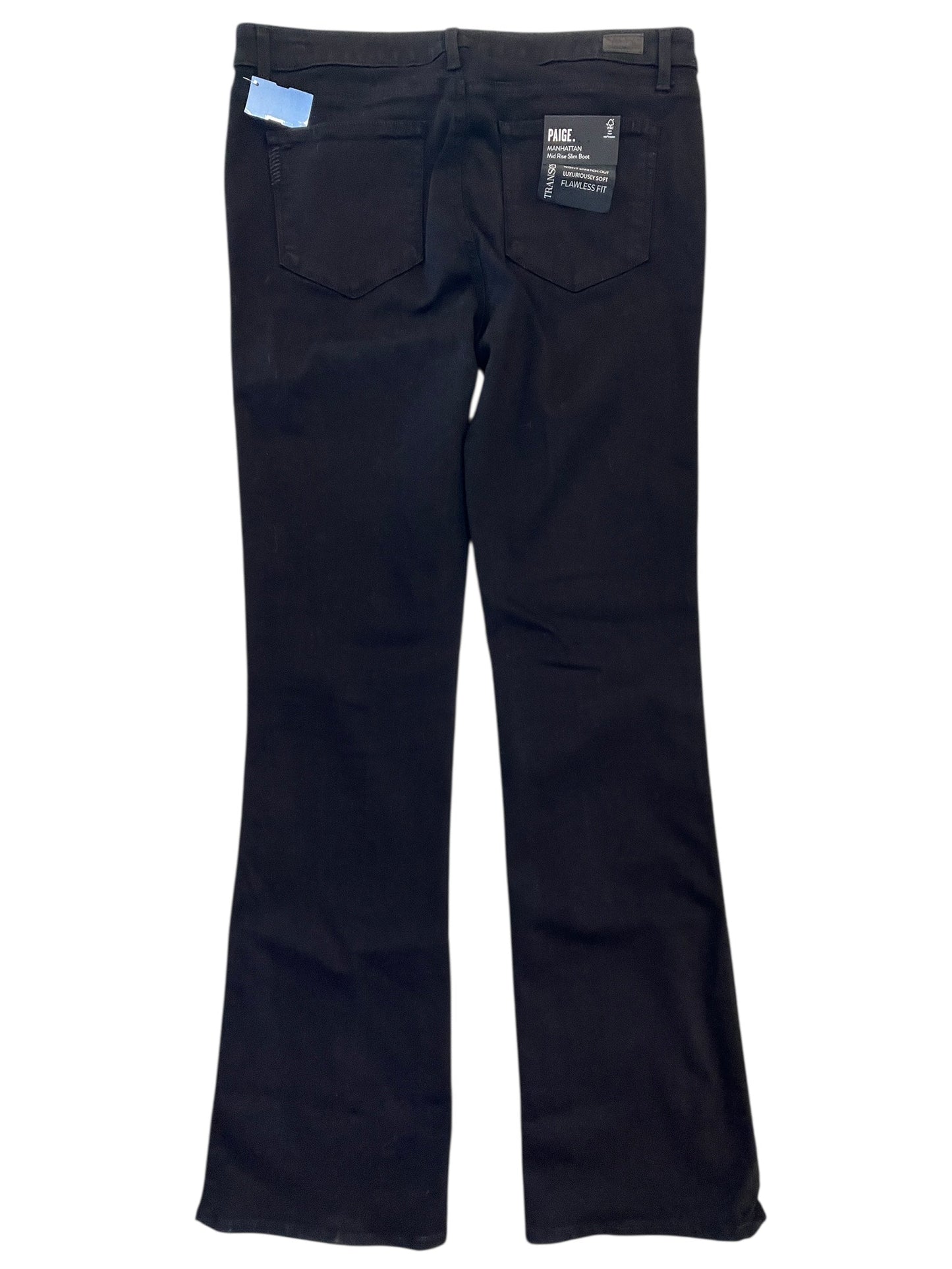 Jeans Straight By Paige In Black Denim, Size:14