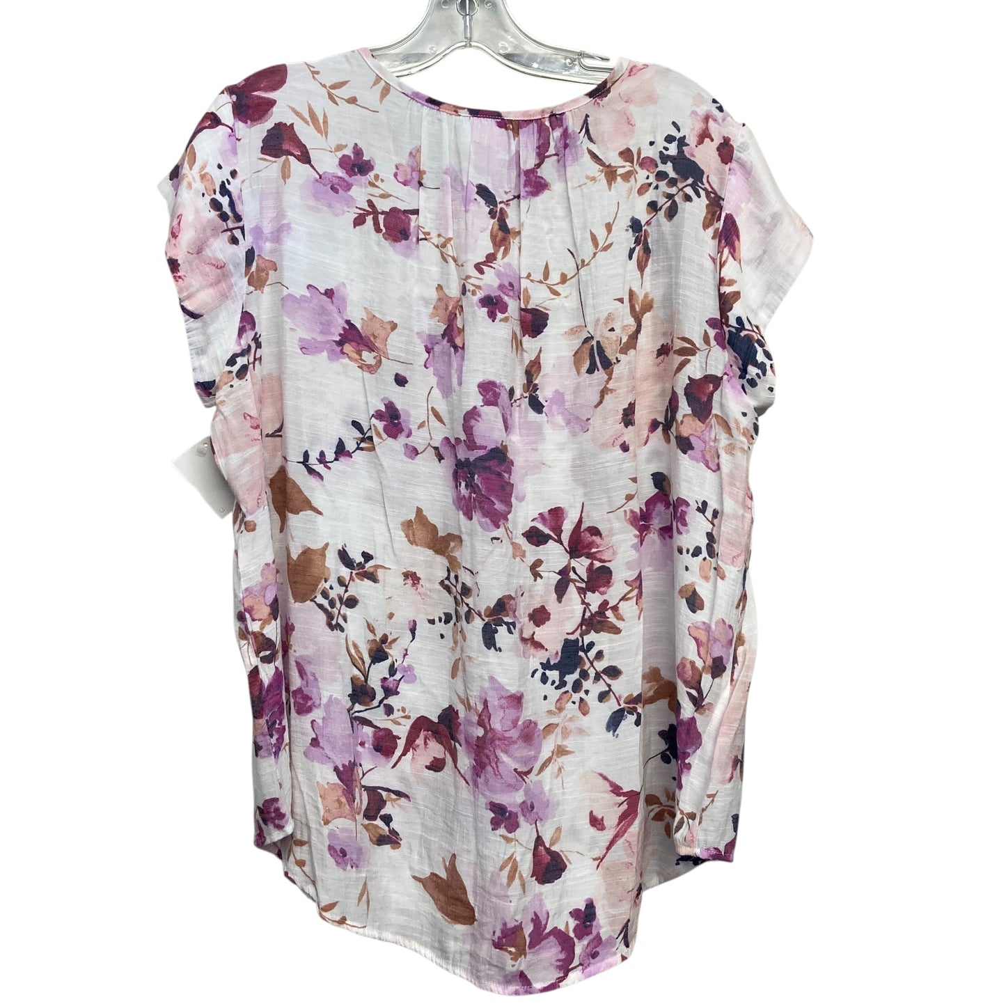 Top Ss By Liz Claiborne In Floral Print, Size:L
