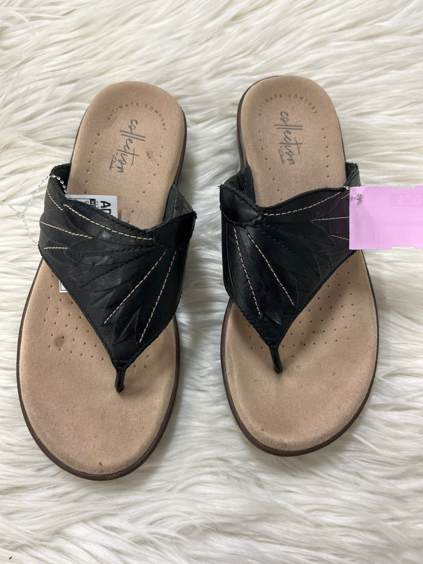 Sandals Flats By Clarks In Black, Size:6