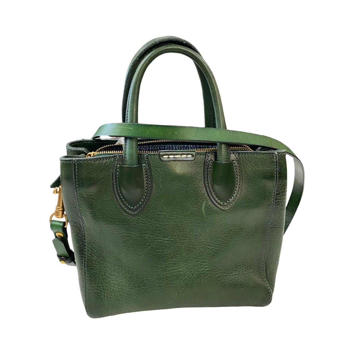 Handbag Leather By Cmc In Green, Size:Medium