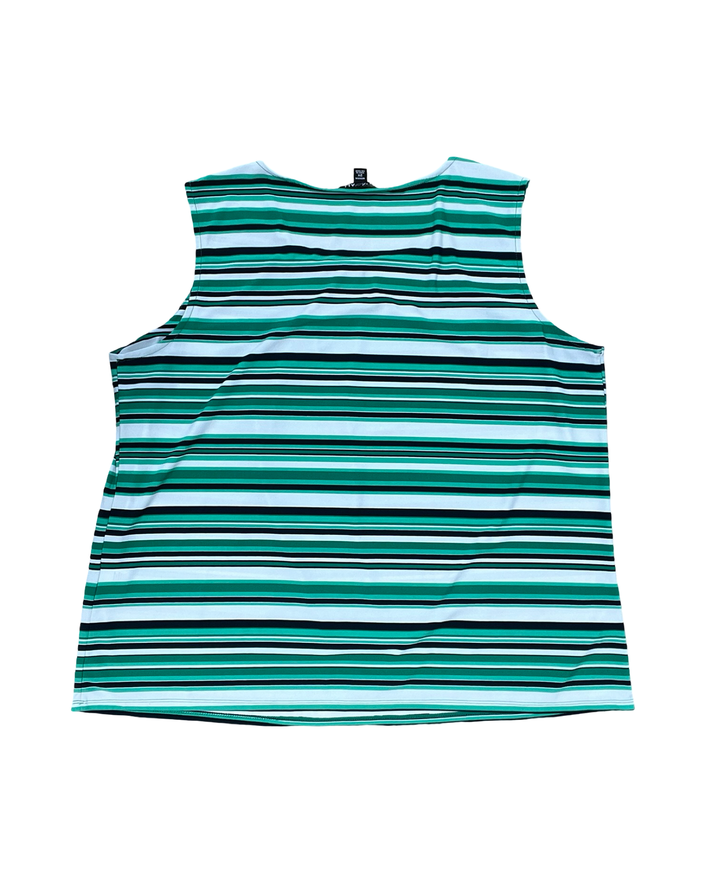 Top Sleeveless By Roz And Ali In Green & White, Size:2X