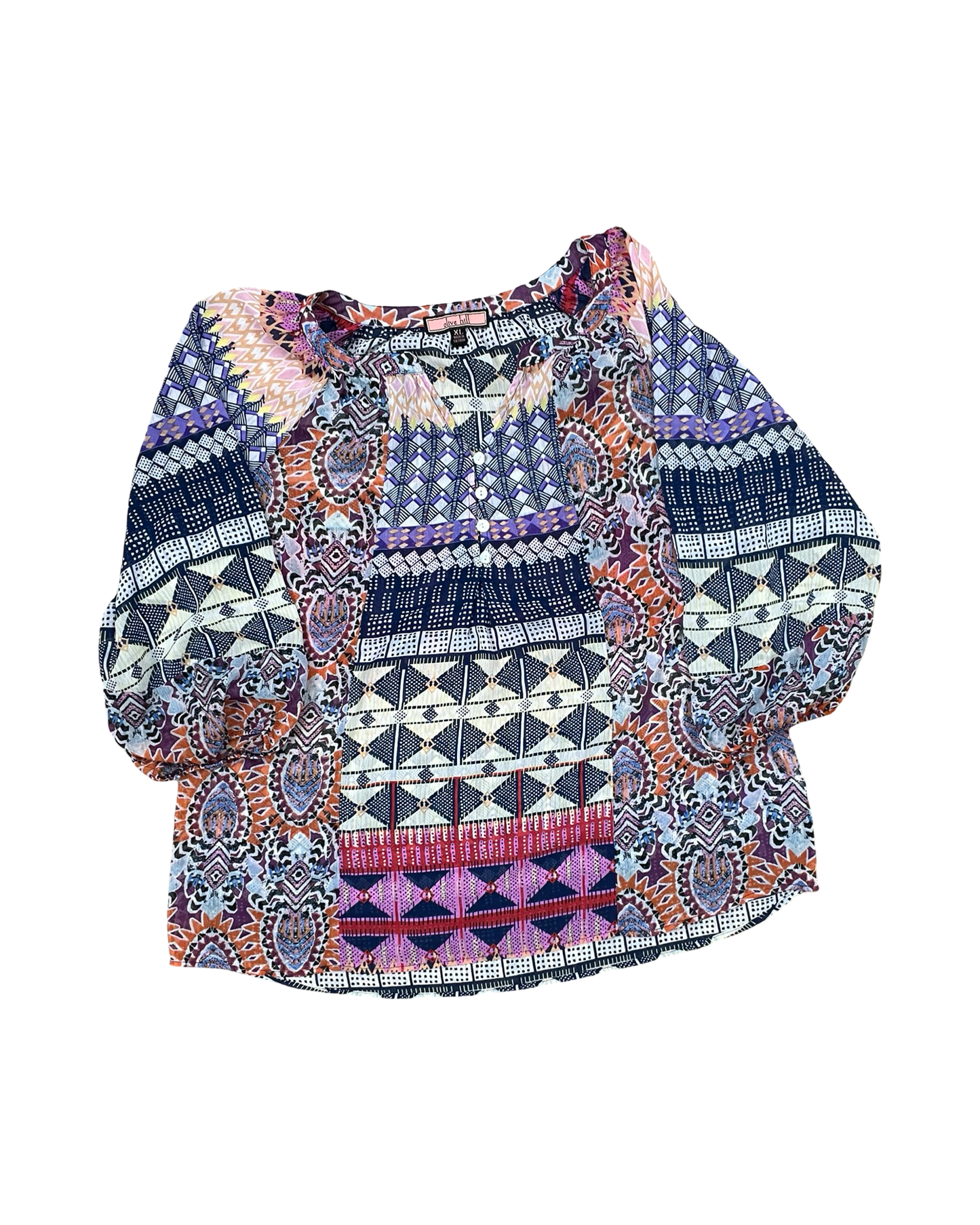 Top 3/4 Sleeve By Clothes Mentor In Pink & White, Size:Xl