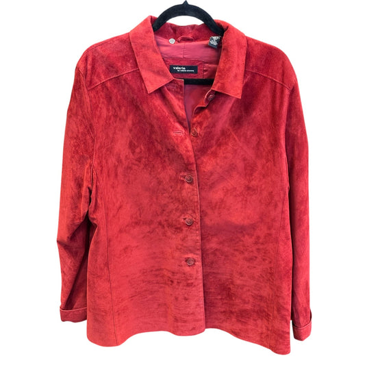 Jacket Leather By Valerie Stevens In Red, Size:Xl
