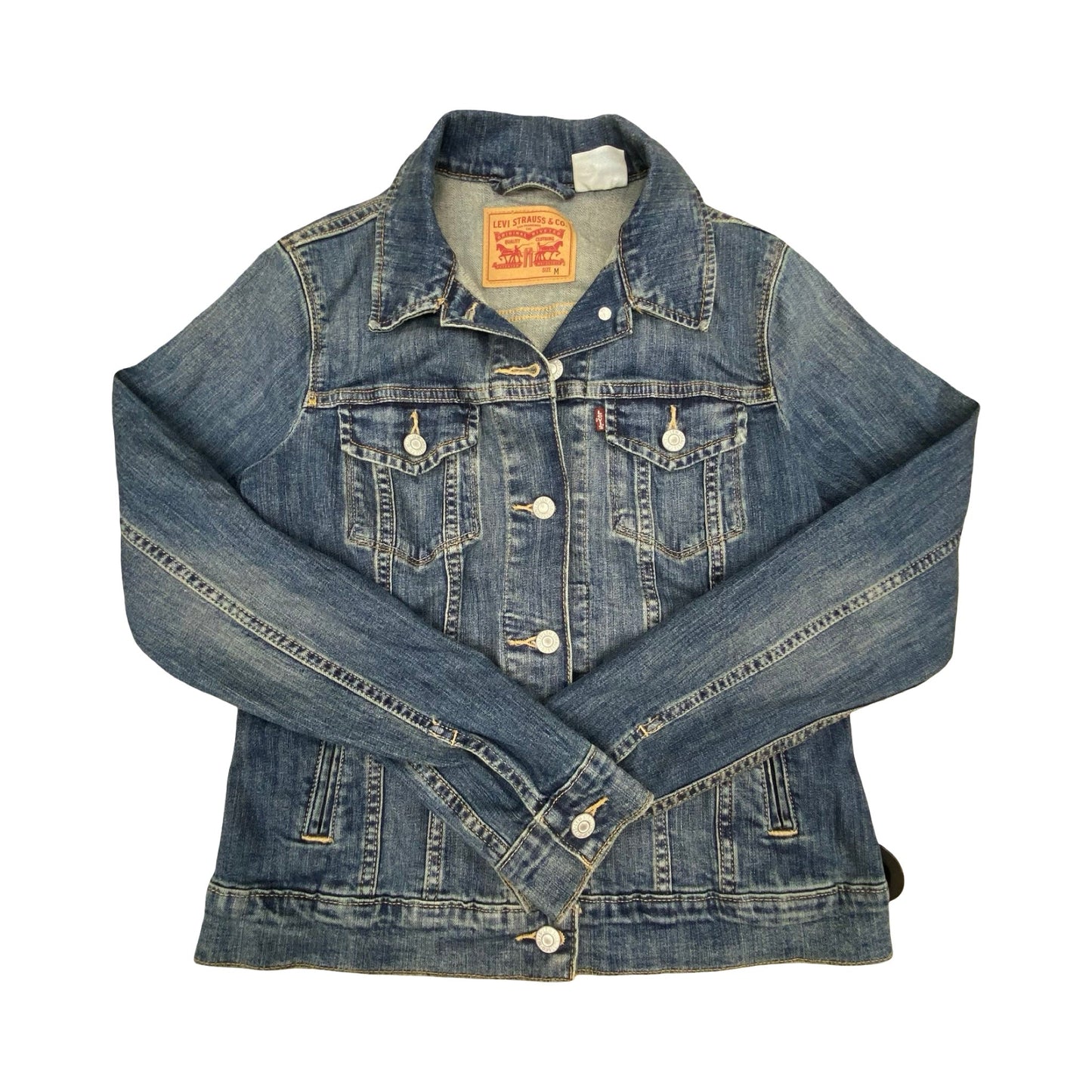 Jacket Denim By Levis In Blue Denim, Size:M