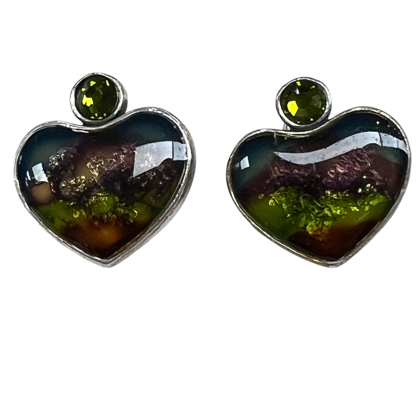 Earrings Stud By Chicos In Green & Silver