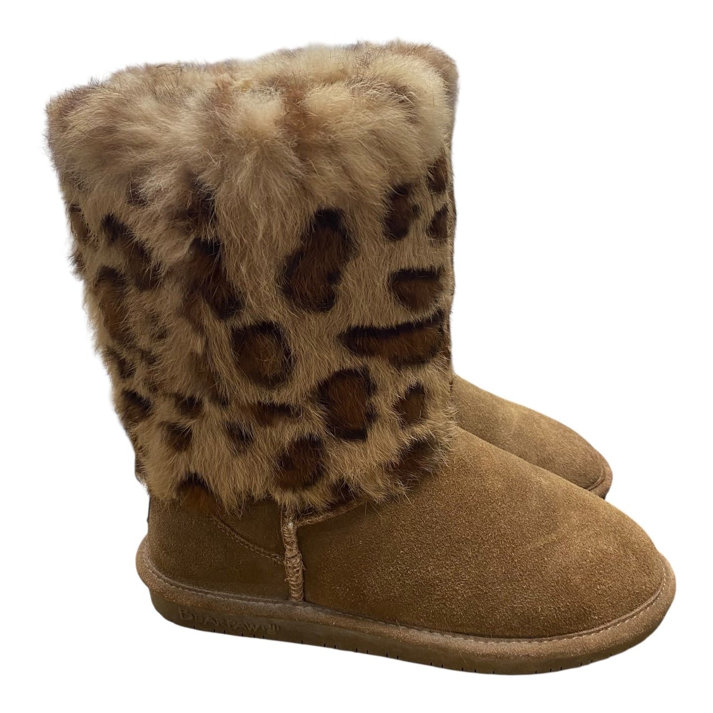 Boots Ankle Flats By Bearpaw In Animal Print, Size:7