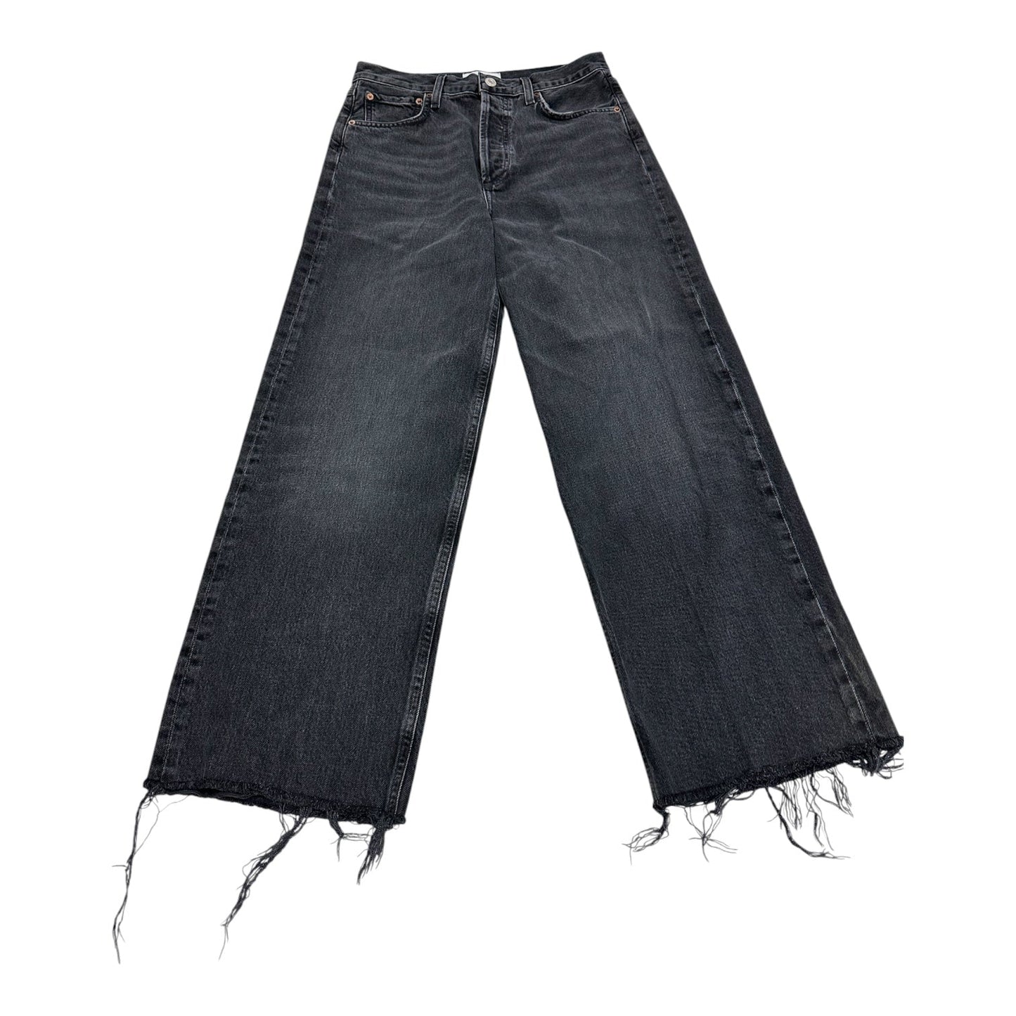 Jeans Wide Leg By Agolde In Black Denim, Size:4