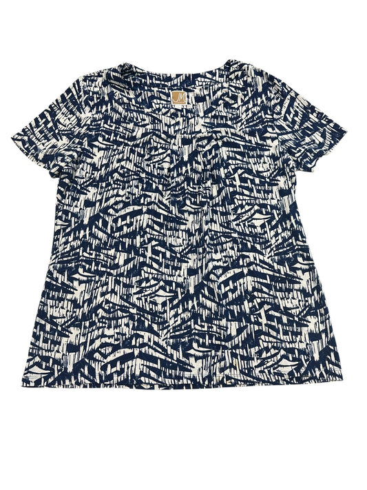 Top Ss By Jm Collections In Blue & Cream, Size:L